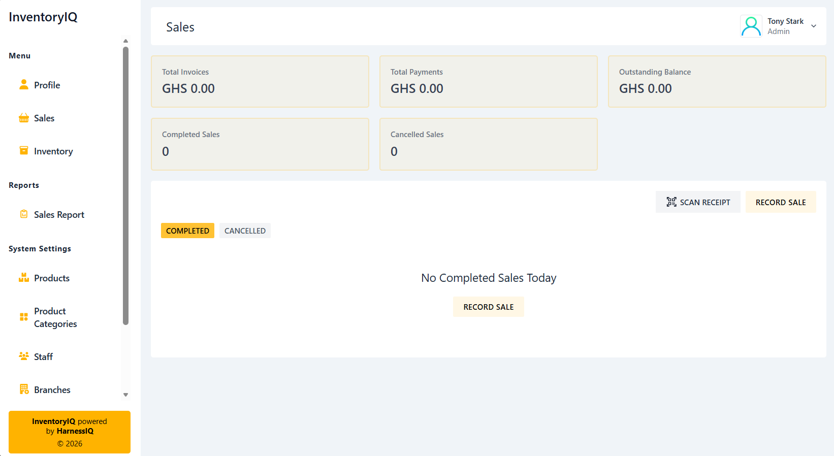 InventoryIQ Dashboard Interface